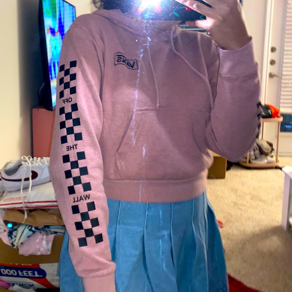 barbie pink vans checkered cropped hoodie 🖤
